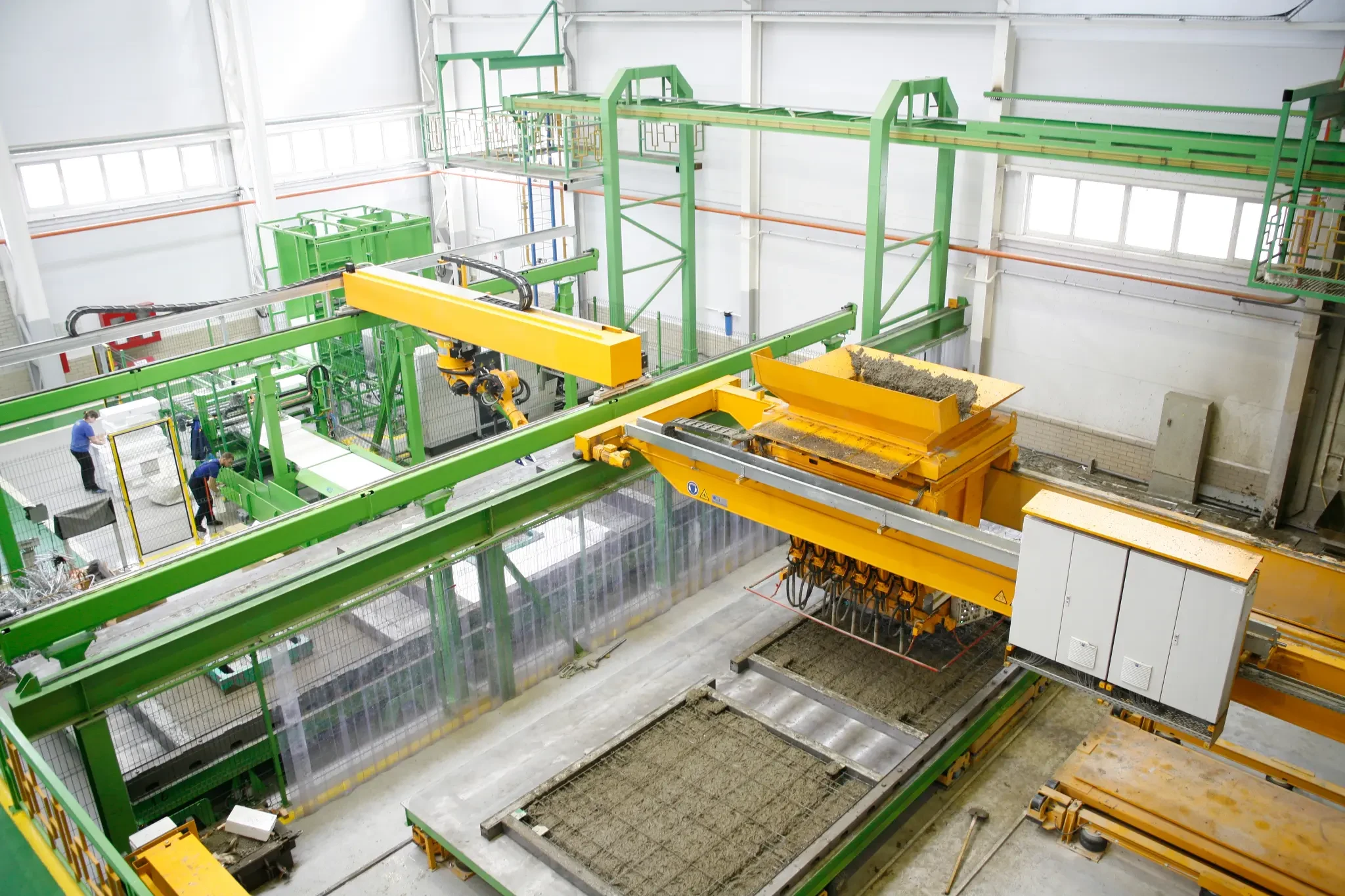 Automated prefabrication line with industrial machinery